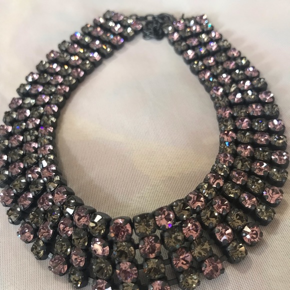 Atlantis Pink & Gray Swarovski Crystal Choker Necklace NEW - Picture 2 of 6